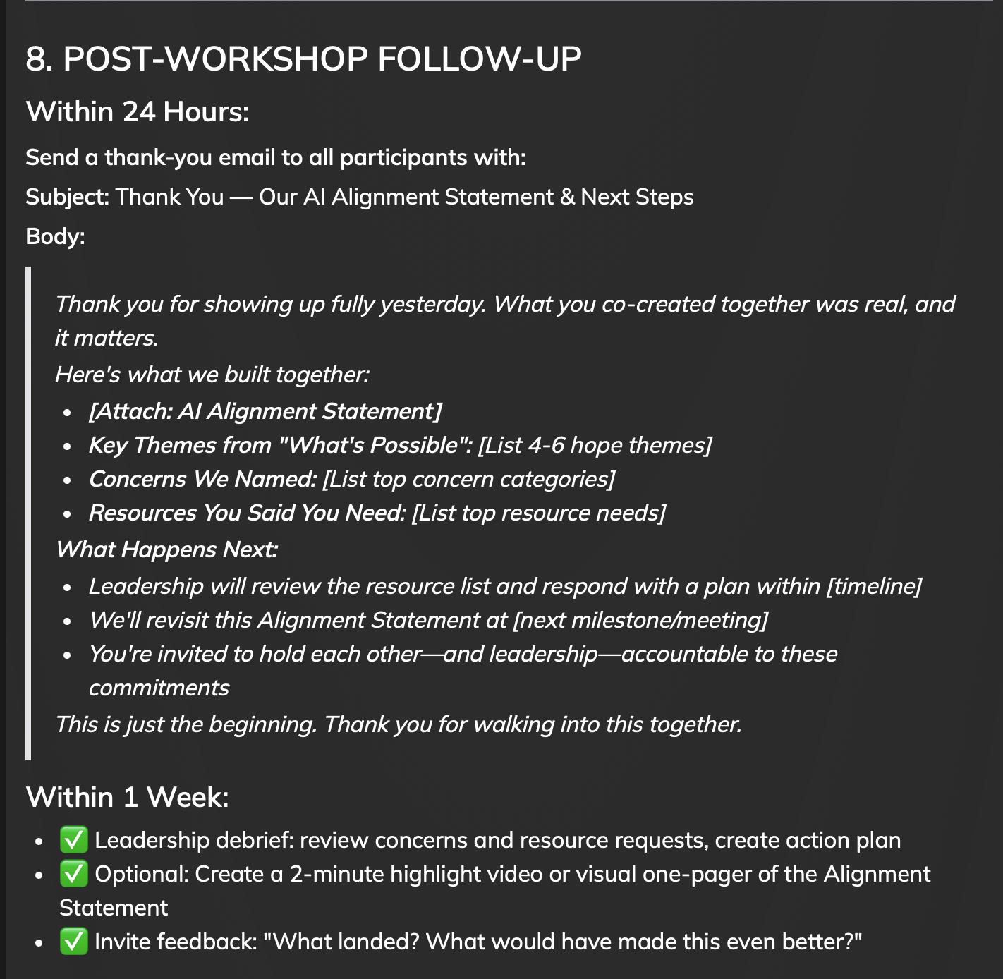 Post-Workshop Follow-Up